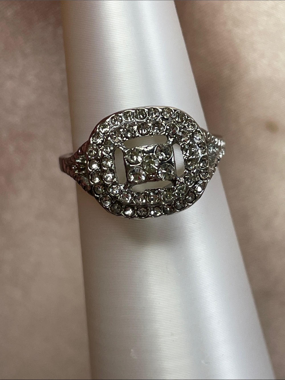 Bomb Party RETRO Diamond CZ on Rhodium Size 7